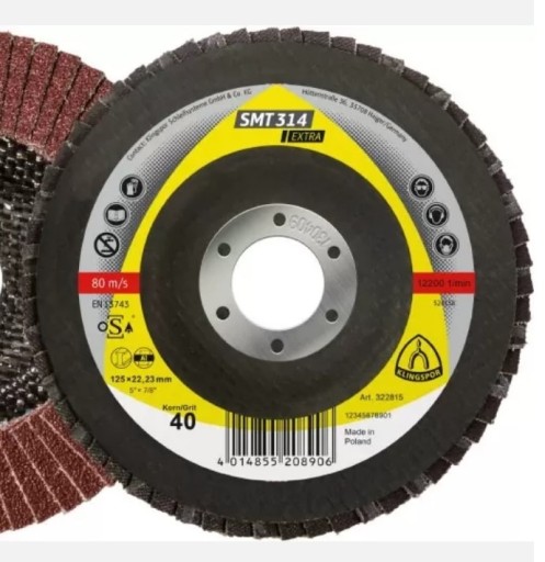 Zdjęcie oferty: Tarcza Listkowa Lamelkowa EXTRA  P40 # KLINGSPOR # 125x22,23 # SMT 314