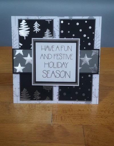 Zdjęcie oferty: Kartka świąteczna, rękodzieło, czarno-biała 15x15 cm