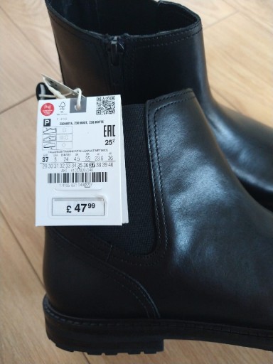 Zdjęcie oferty: Nowe botki skórzane buty Zara 37 sztyblety czarne