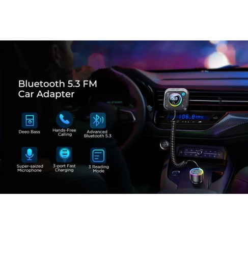 Zdjęcie oferty: Transmiter FM Bluetooth 5.3 Zestaw głośnomówiący