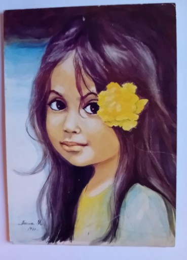 Zdjęcie oferty: Pocztówka Dziewczynka z kwiatem we włosach, 1978