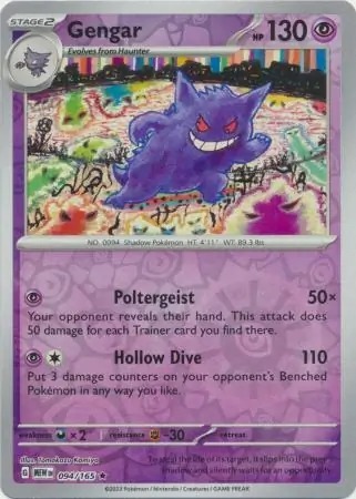 Zdjęcie oferty: Pokemon 151 Gengar 094/165 MEW Reverse Holo