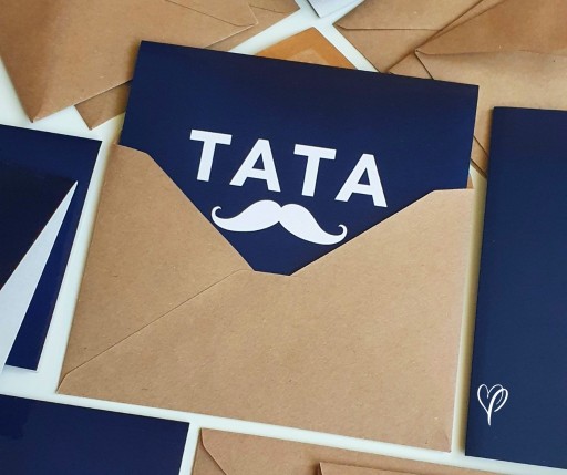 Zdjęcie oferty: Kartka składana dla Taty TATA wąsy z kopertą boho