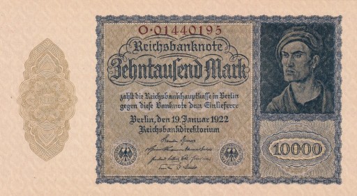 Zdjęcie oferty: Niemcy - 10 000 Mark - 1922 - Pick 72 -  UNC