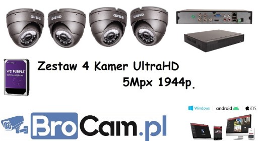 Zdjęcie oferty: Zestaw 4 kamer 5mpx UHD 4-16 kamery monitoring