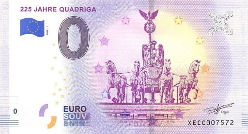 Zdjęcie oferty: Banknot 0 Euro - 225 Jahre Quadriga 2018