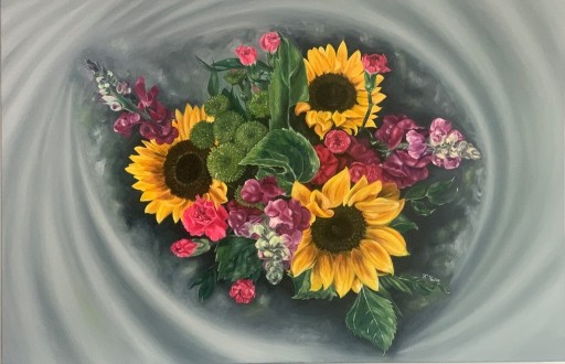 Zdjęcie oferty: Bukiet kwiatów, słoneczniki 115 x 75 cm obraz