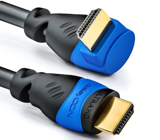 Zdjęcie oferty: Kabel HDMI DeleyCON 1.5m 90° Kątowy zgodny z HDMI 2.0/1.4 - UHD 4K HDR 3D