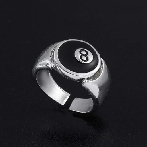 Zdjęcie oferty: Nowy regulowany srebrny pierścionek z bilą 8 y2k
