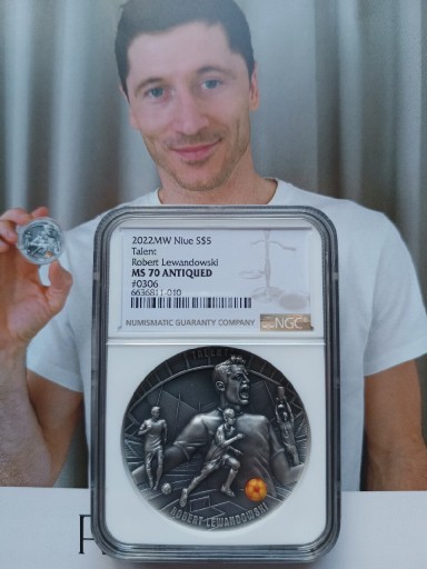 Zdjęcie oferty: Robert Lewandowski - Talent 5$ Niue NGC MS70 