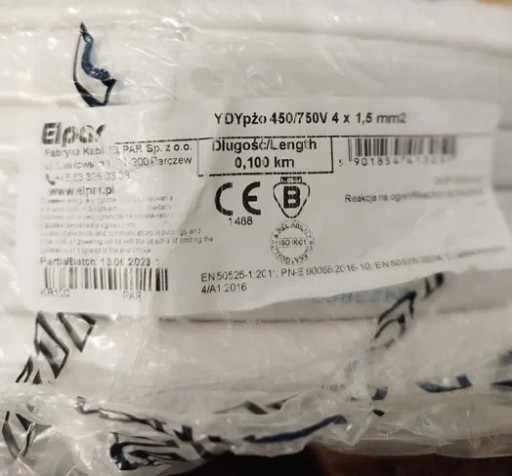 Zdjęcie oferty: Przewód kabel płaski YDYp 4x1,5 ELPAR 1m.