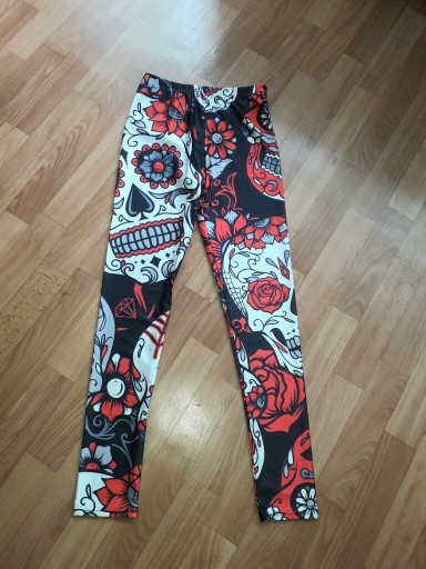 Zdjęcie oferty: S. Legginsy sportowe rock czaszka La Catrina 