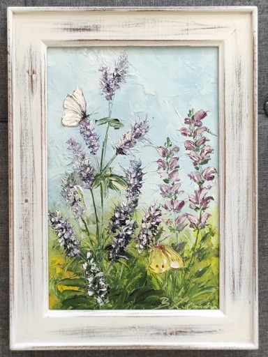Zdjęcie oferty: Zioła w fioletach,   łąka - obraz olejny, łąka