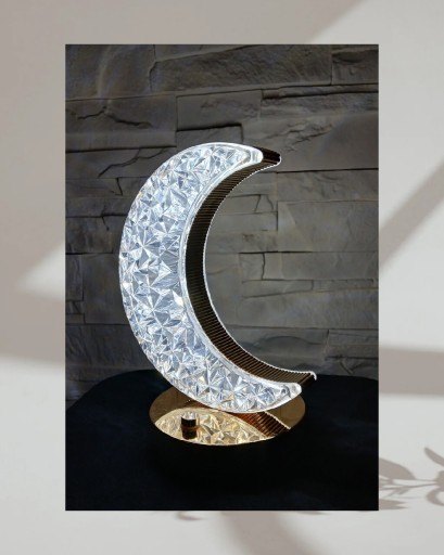 Zdjęcie oferty: Lampka nocna stołowa LED, księżyc kryształ biała USB, akumulator