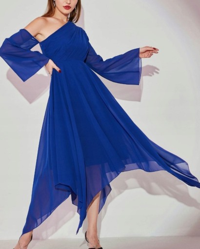 Zdjęcie oferty: Piękna kobaltowa,asymetryczna sukienka r40/42+grat