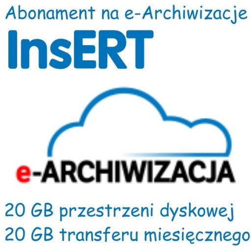 Zdjęcie oferty: Abonament na e-Archiwizacje dla InsERT 20 GB