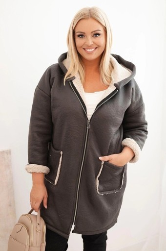 Zdjęcie oferty: Kurtka damska plus size z kapturem I kieszeniami ocieplana barankiem 