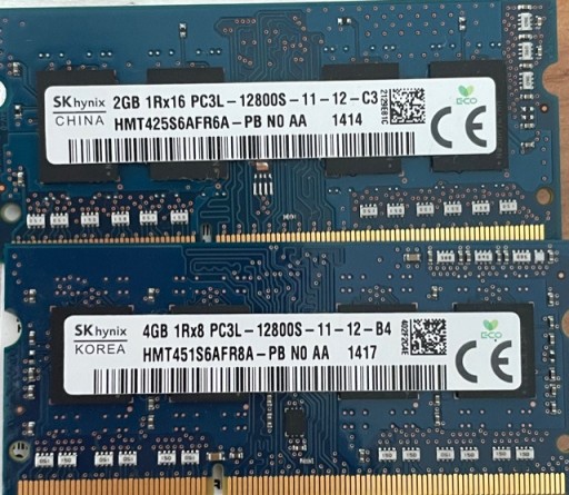 Zdjęcie oferty: DDR3 HYNIX 6GB 1Rx16 PC3L-12800S-11-12-C3