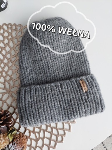 Zdjęcie oferty: Czapka wełna rękodzieło handmade szary 