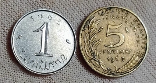 Zdjęcie oferty: 1 Centime 1965 , 5 centimes 1969