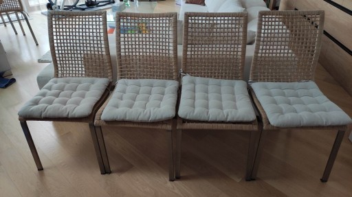 Zdjęcie oferty: 6 krzeseł plecione Ikea, stalowy stelaż + poduszki