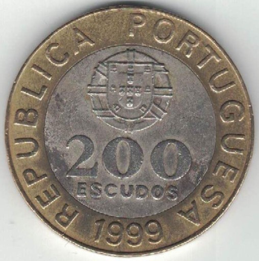 Zdjęcie oferty: Portugalia 200 escudos 1999 28 mm  nr 2