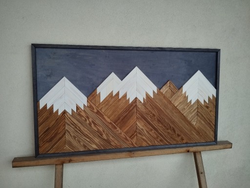 Zdjęcie oferty: Obraz mozaika dekoracja ścienna drewno 68x119 góry
