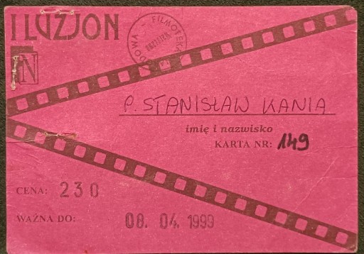 Zdjęcie oferty: Stanisław Kania szachista Karnet Iluzjon 1999r