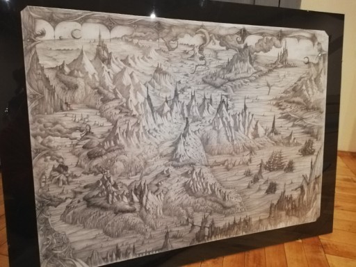 Zdjęcie oferty: Mapa fantasy, grafika, ołówek,  70x50, antyrama