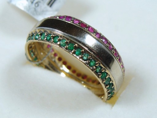 Zdjęcie oferty: Złoty pierścionek z rubinami i szmaragdami