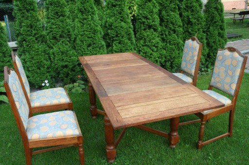 Zdjęcie oferty: Stół + 4 krzesła lite dębowe drewno rozkładany dąb