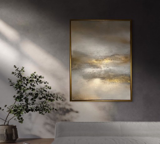 Zdjęcie oferty: Nowoczesny obraz do domu w złotej ramie abstrakcja