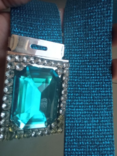 Zdjęcie oferty: Pas błyszczący boho turkus klamra kamień cyrkonie 101x 4 cm cudo