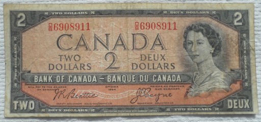 Zdjęcie oferty: Kanada CAN $ 2 dollars 1954 Quebec Beattie Coyne