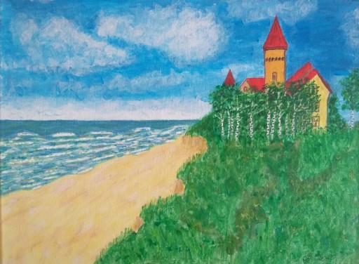 Zdjęcie oferty: Obraz 30x40 Zamek przy plaży akryl