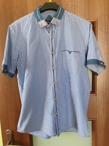 Zdjęcie oferty: Koszula w drobną niebieską kratkę slim fit L 40/41