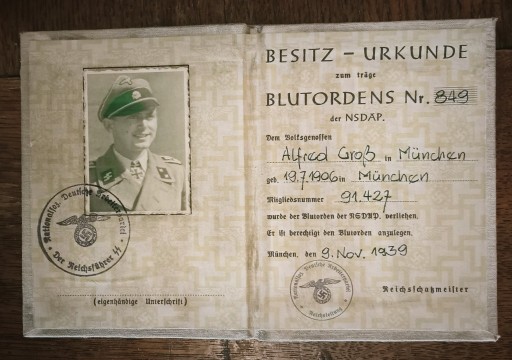 Zdjęcie oferty: Legitymacja NSDAP, 1939 rok