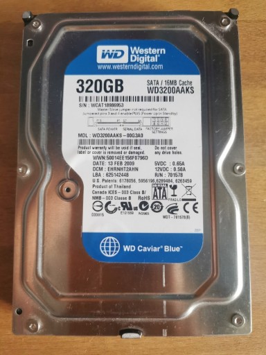 Zdjęcie oferty: Dysk twardy WD SATA 320gb