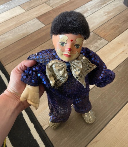 Zdjęcie oferty: Unikat stara duża porcelanowa lalka Klaun 48cm