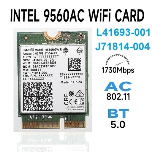 Zdjęcie oferty: Intel 9560NGW Wi-Fi BT AC 1.7Gb  SPS:L41693-001 HP