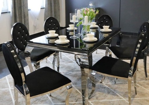 Zdjęcie oferty: Komplet stół 6 krzeseł Glamour kryształki 