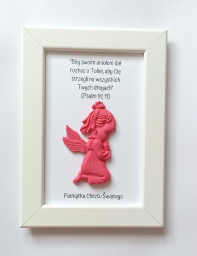 Zdjęcie oferty: Ramka z aniołem i modlitwą dla dziewczynki,chrzest