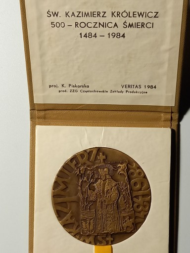 Zdjęcie oferty: Medal Św. Kazimierz Królewicz 500 Rocznica Śmierci