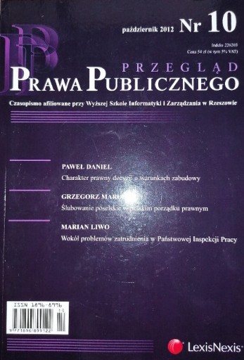 Zdjęcie oferty: Przegląd Prawa Publicznego Nr 10/2012