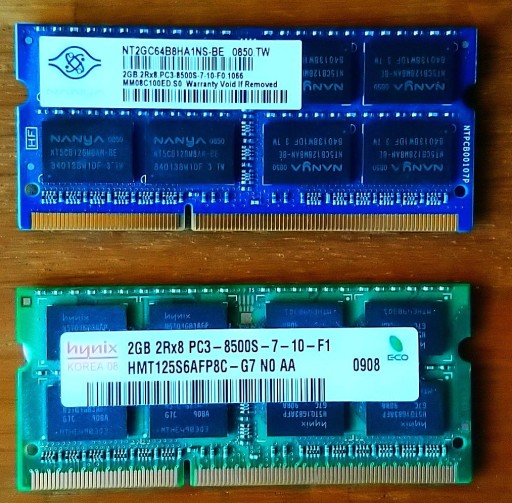 Zdjęcie oferty: Pamięć RAM 4GB (2x2GB) DDR3 PC3-8500S 1066MHz