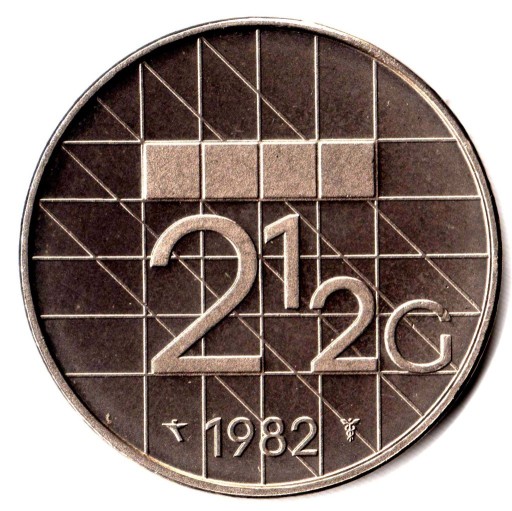 Zdjęcie oferty: Holandia 2,5 guldena 1982 lub 1984 KM#206, UNC