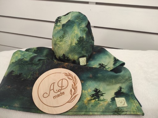Zdjęcie oferty: Komplet czapka szal szalik bawełniany Las damski 