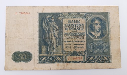 Zdjęcie oferty: Stary Banknot Polska 50 zł 1941