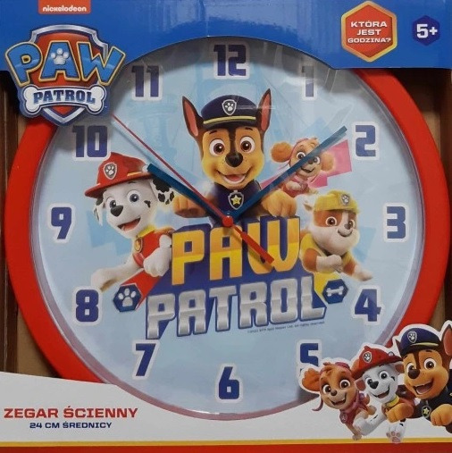 Zdjęcie oferty: Zegar ścienny dziecięcy Psi Patrol Paw 24 cm