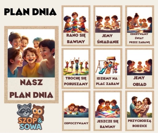 Zdjęcie oferty: Plansze demonstracyjne przedszkole plan dnia rutyna plik PDF